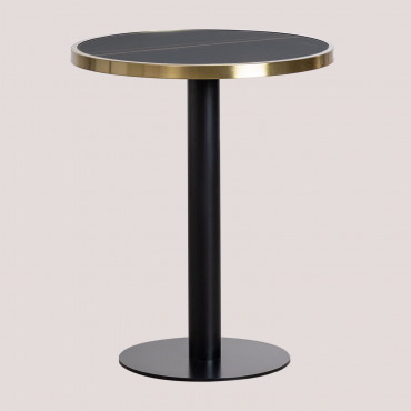 Round Bar Table In Stoneware (ø60 Cm) Amaretto Black - Sklum