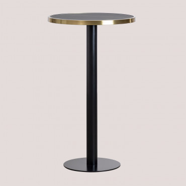 Round High Bar Table In Stoneware (ø60 Cm) Amaretto Black - Sklum