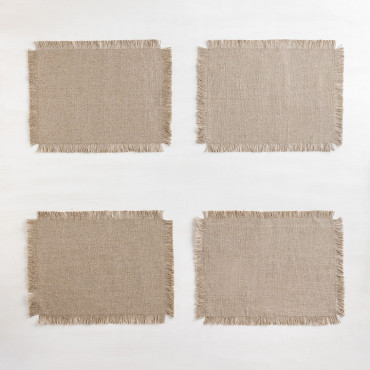 Set Of 4 Placemats Aratz Marrón Arena - Sklum