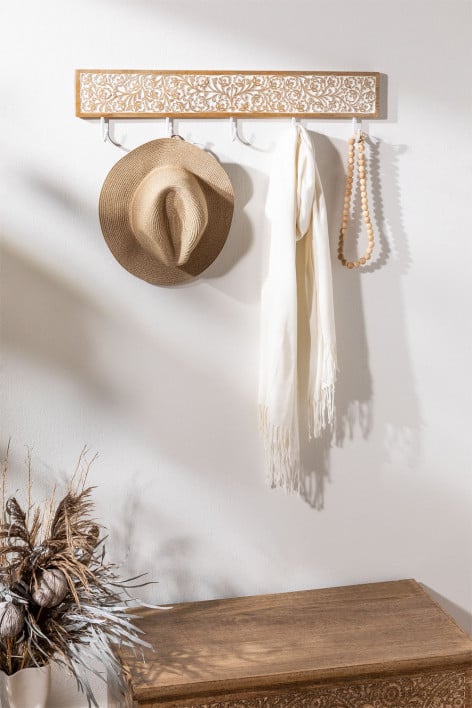 Bouran mango wood wall coat rack