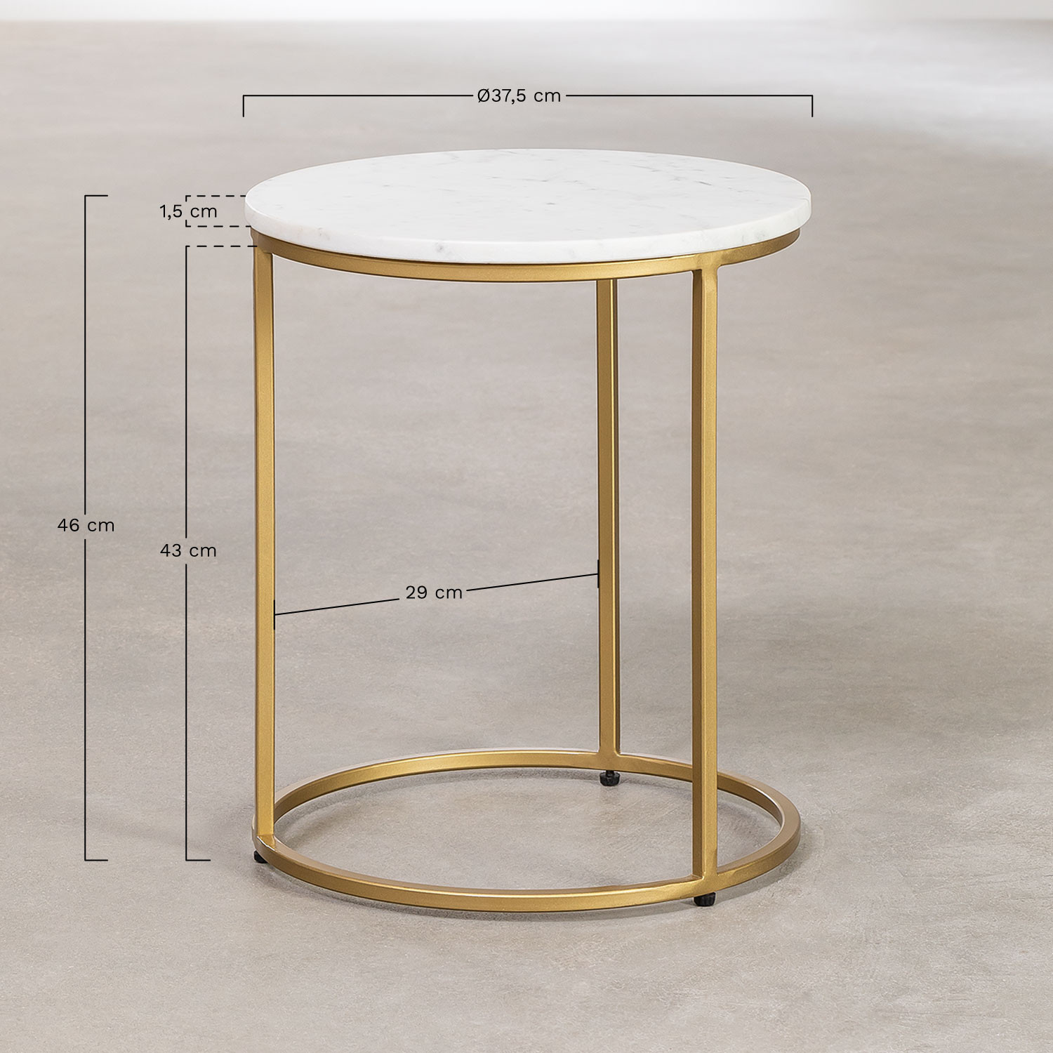 Marble Side Table (Ø37 cm) Kaley, MEASURES