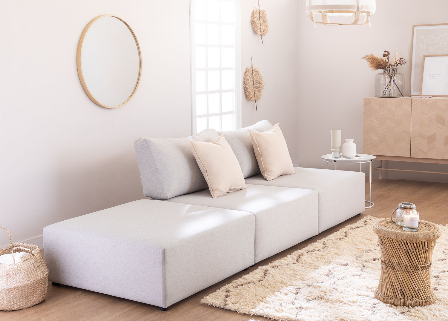 Glimlach decaan maagd 2-Piece Modular Sofa with Puff Kata Essentials - SKLUM