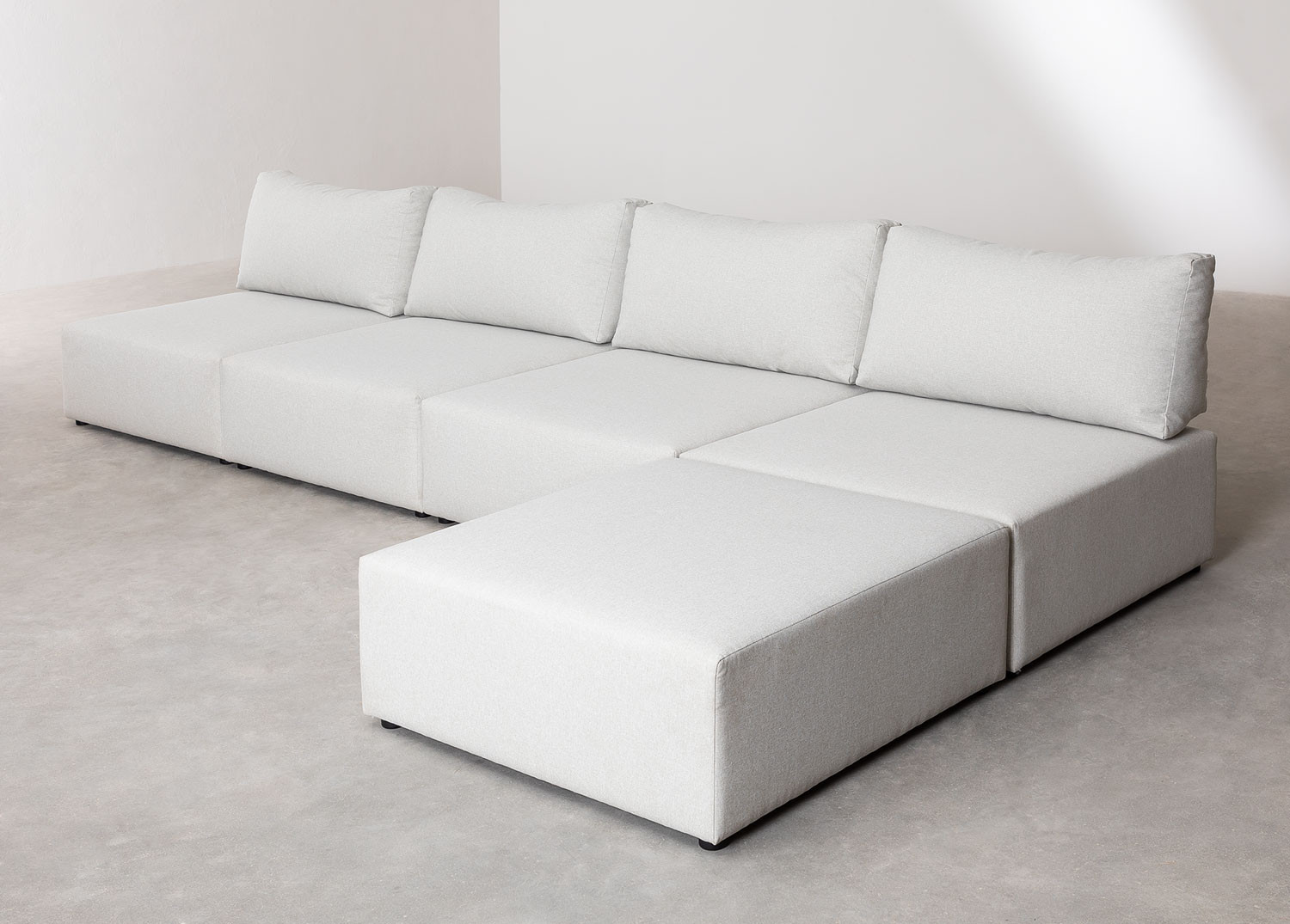 4-Piece Modular Sofa with Puff Kata Essentials - SKLUM