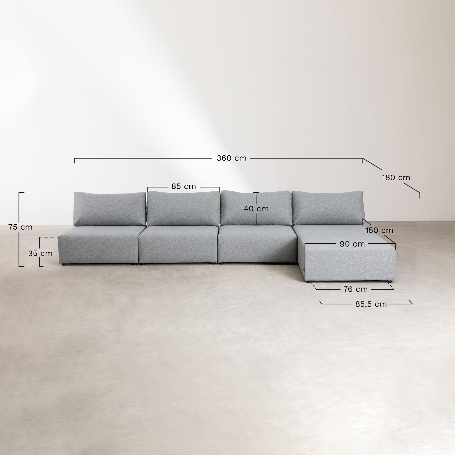 abajo Interpretación Aplicar Kata Essentials 4 pcs modular sofa with pouffe - SKLUM