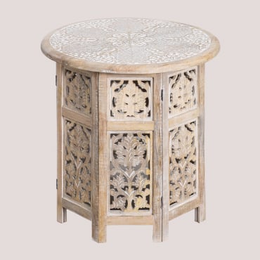 Round Folding Side Table In Mango Wood (ø53 Cm) Kasira A - Sklum