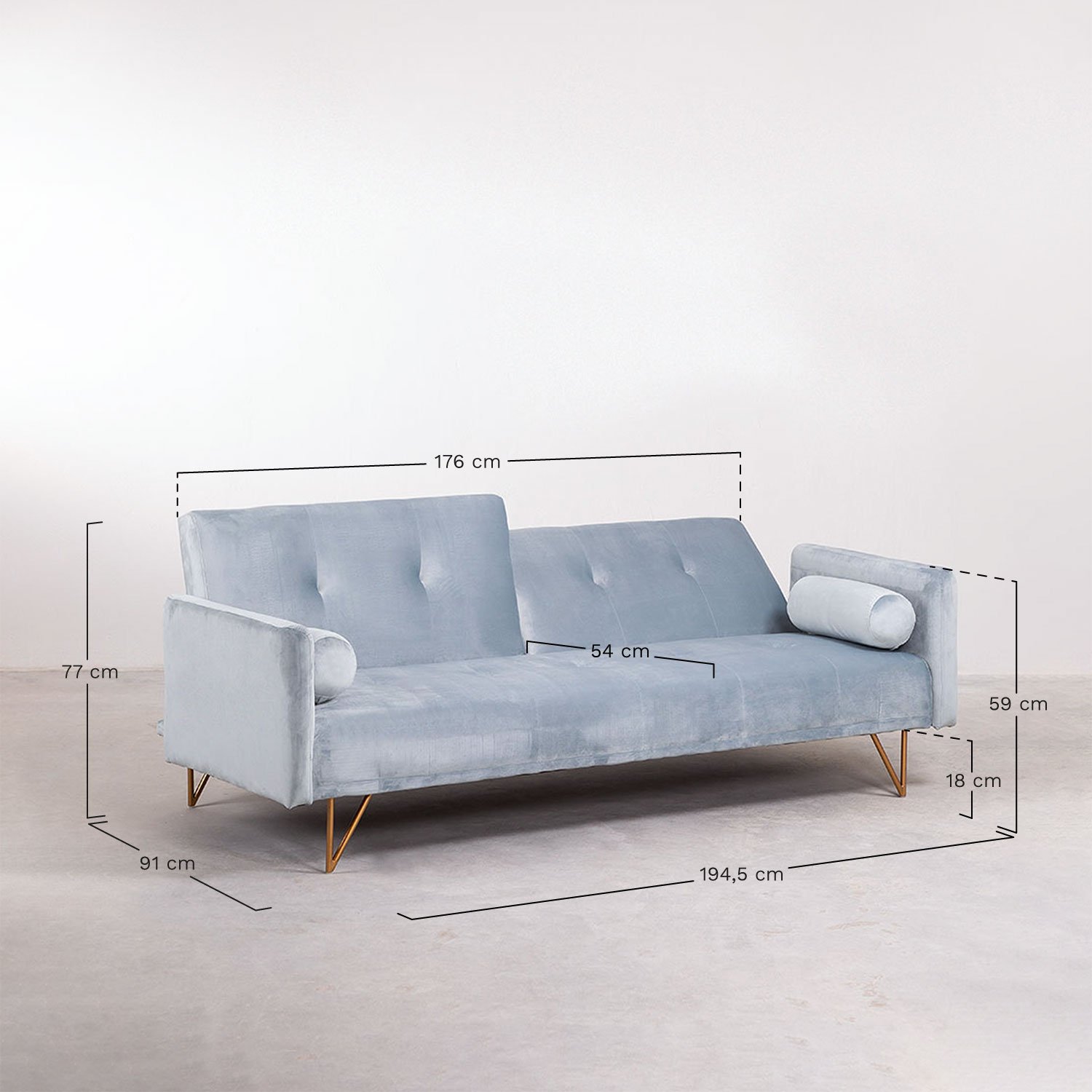 3 Seater Reclining Velvet Sofa Jehrd Essentials , MEASURES