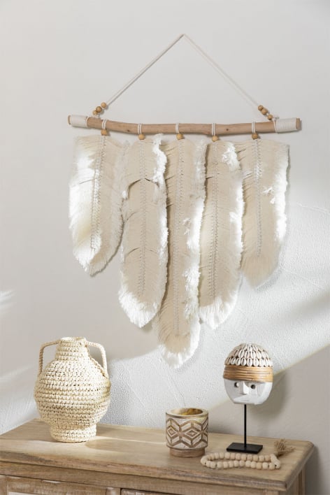 Terevaka wooden and cotton wall tapestry