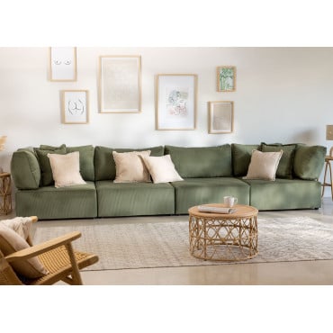 4 Piece Modular Sofa with 2 Corner Armchairs in Corduroy Kata Essentials 