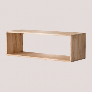 Deleyna Wooden Wall Shelf Brown Natural Wood - Sklum