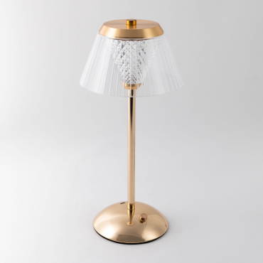 Tinyent Wireless Led Table Lamp In Iron And Glass Golden Rose - Sklum