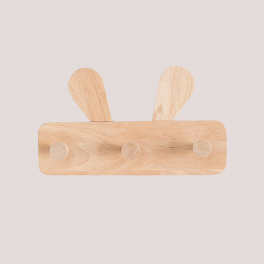 Wooden Wall Coat Rack Buny Style Kids Natural Wood - Sklum