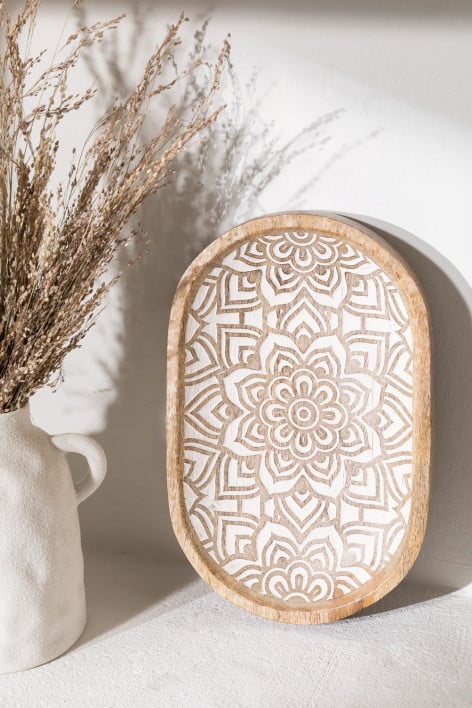 Set of 2 Mango Wood Decorative Trays BREDA