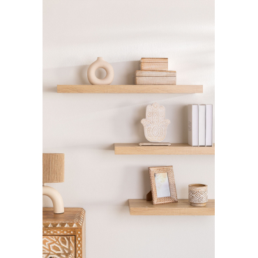 Set Of 3 Wall Shelves Jario Natural Wood - Sklum