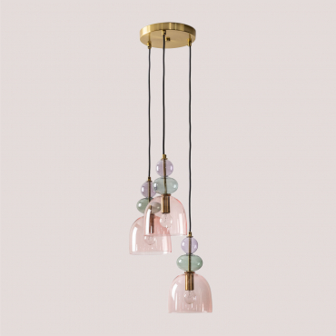 Crystal Ceiling Lamp With 3 Light Points Bezany Colors Multicolor Fresh - Sklum