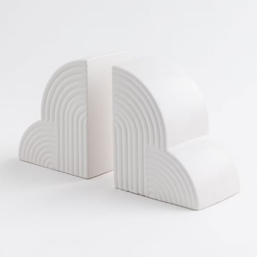 Set Of 2 Belzer Ceramic Bookends White - Sklum
