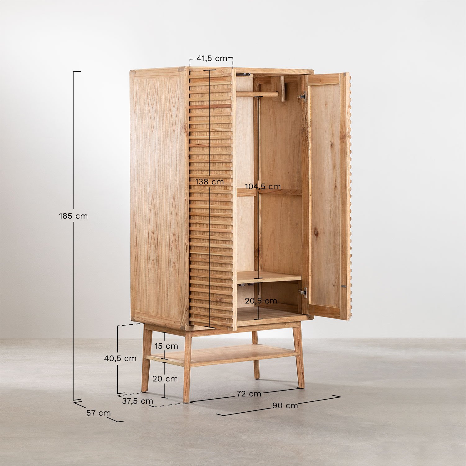 Deleyna wooden wardrobe , MEASURES