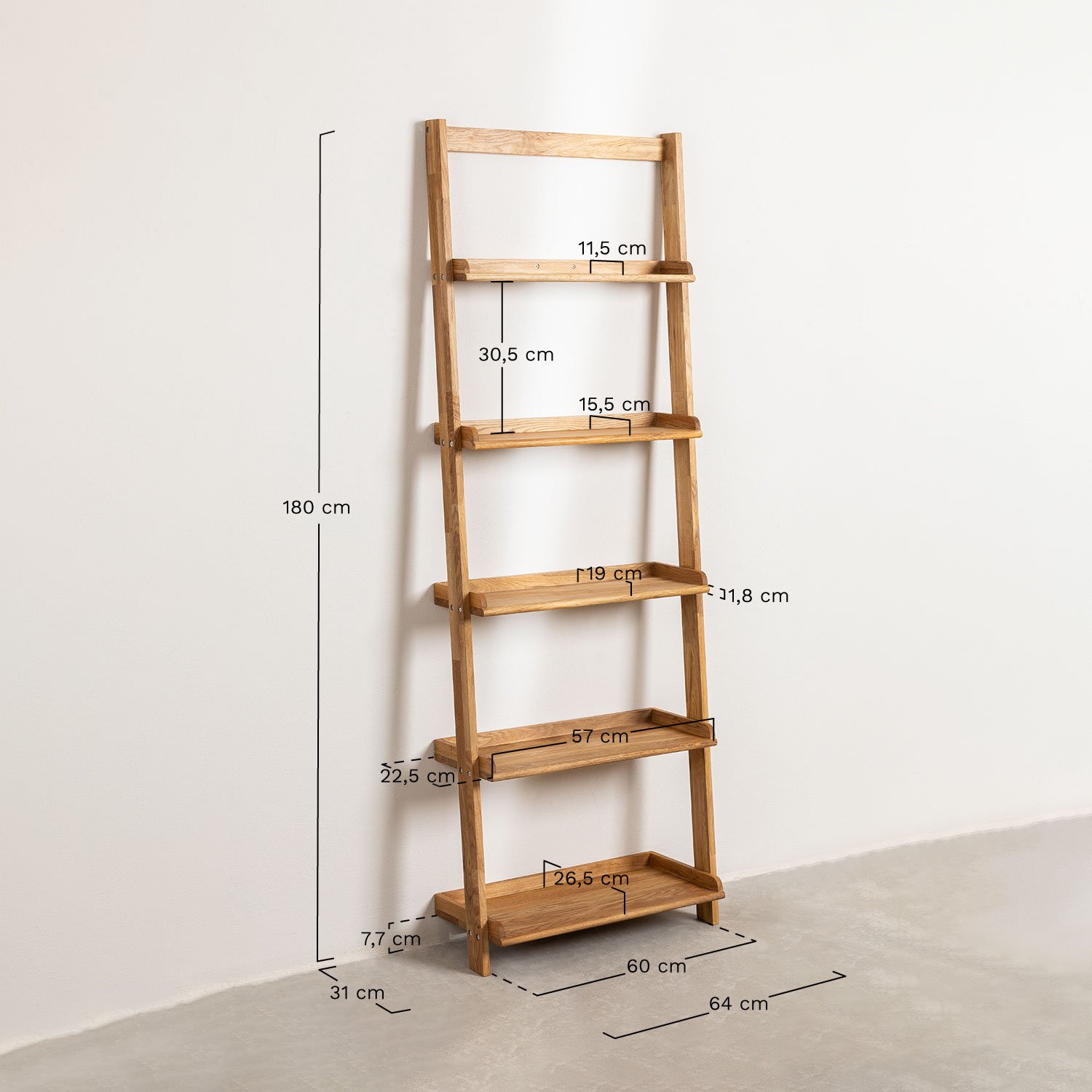 Idia oak wood shelf, MEASURES