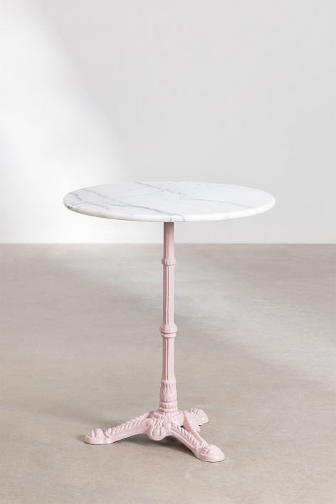 Moka round marble bar table - Cotton Candy Rose