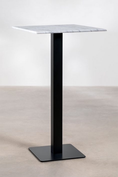 Square 60x60 cm high bar table in Livanto marble - White Marble