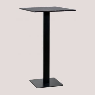 Square 60x60 Cm High Bar Table In Livanto Marble Black Marble & Black - Sklum