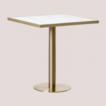 Square Stoneware Bar Table (70x70 Cm) Manhattan White - Sklum