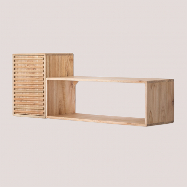 Set Of 2 Wood Wall Shelves Deleyna Brown Natural Wood - Sklum