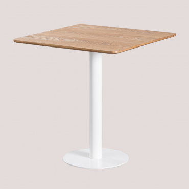 Square Ash Wood Bar Table Frappe ↔︎ 70 Cm & White - Sklum