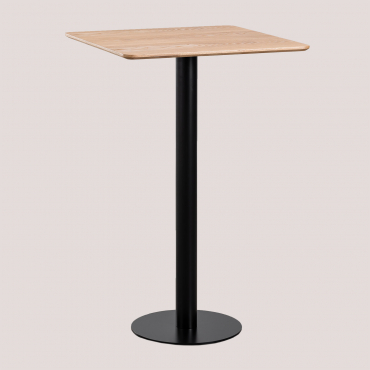 Square Ash Wood High Bar Table Frappe ↔︎ 60 Cm & Black - Sklum