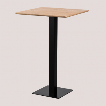 Square Ash Wood High Bar Table Espresso ↔︎ 70 Cm & Black - Sklum