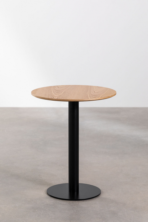 Round bar table in ash veneer Frappe - Ø60 cm