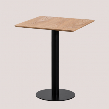 Square Ash Wood Bar Table Frappe ↔︎ 60 Cm & Black - Sklum