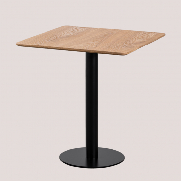 Square Ash Wood Bar Table Frappe ↔︎ 70 Cm & Black - Sklum