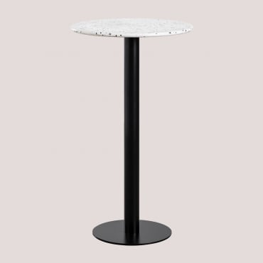 Round Terrazzo High Bar Table Dolce (ø60cm) White - Sklum