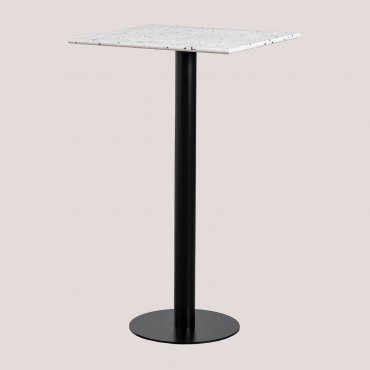 Square Terrazzo High Bar Table Dolce (60x60 Cm) White - Sklum