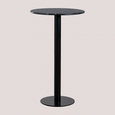 Round Marble High Bar Table Rocher (ø60cm) Green Marble & Black - Sklum
