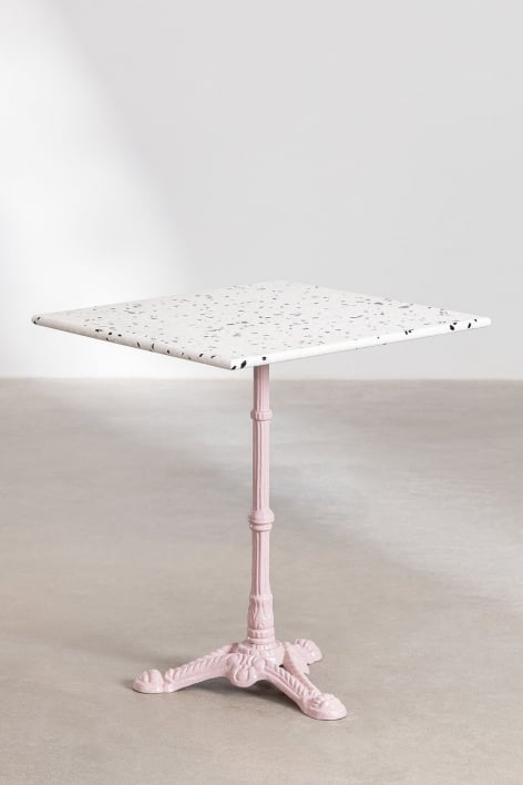 Square 60x60 cm bar table in Volutto terrazzo - Cotton Candy Rose
