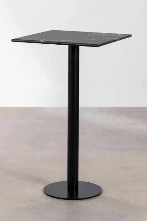 Square high bar table 60x60 cm in Rocher marble - Black Marquina Marble