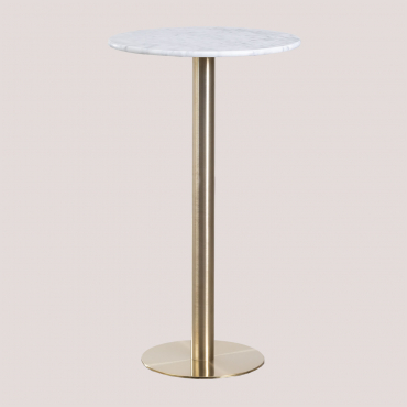 Round Marble High Bar Table (ø60 Cm) Cosmopolitan White Marble & Champagne Gold - Sklum
