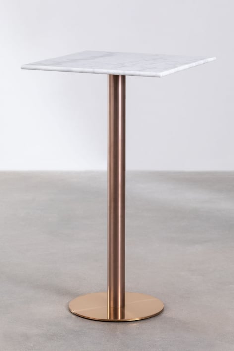 Square 60x60 cm high bar table in Cosmopolitan marble - White marble Guangxi