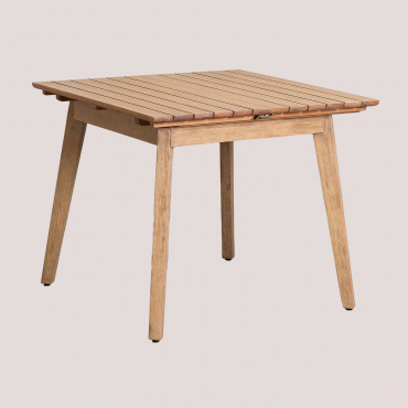 Garden Table 90-150x90 Cm Extendable In Eucalyptus Wood Naele Natural Wood - Sklum