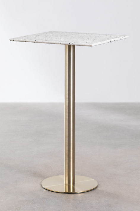 Square 60x60 cm Malibu terrazzo high bar table - Champagne gold
