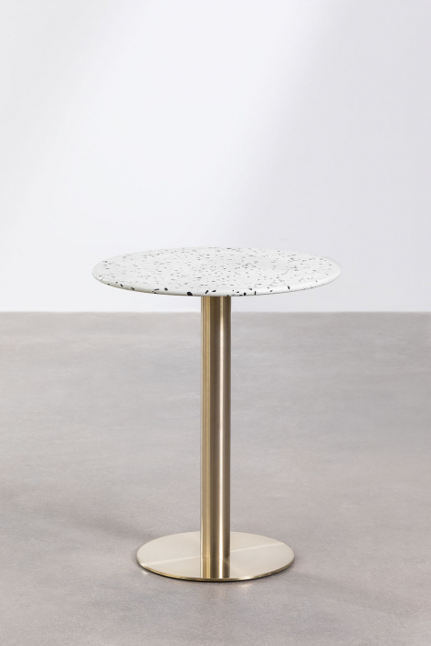 Malibu Terrazzo Round Bar Table Ø60 cm - Champagne gold