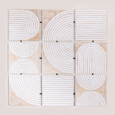 Decorative Panel In Mango Wood (94x93 Cm) Tudris Vintage White Wood - Sklum