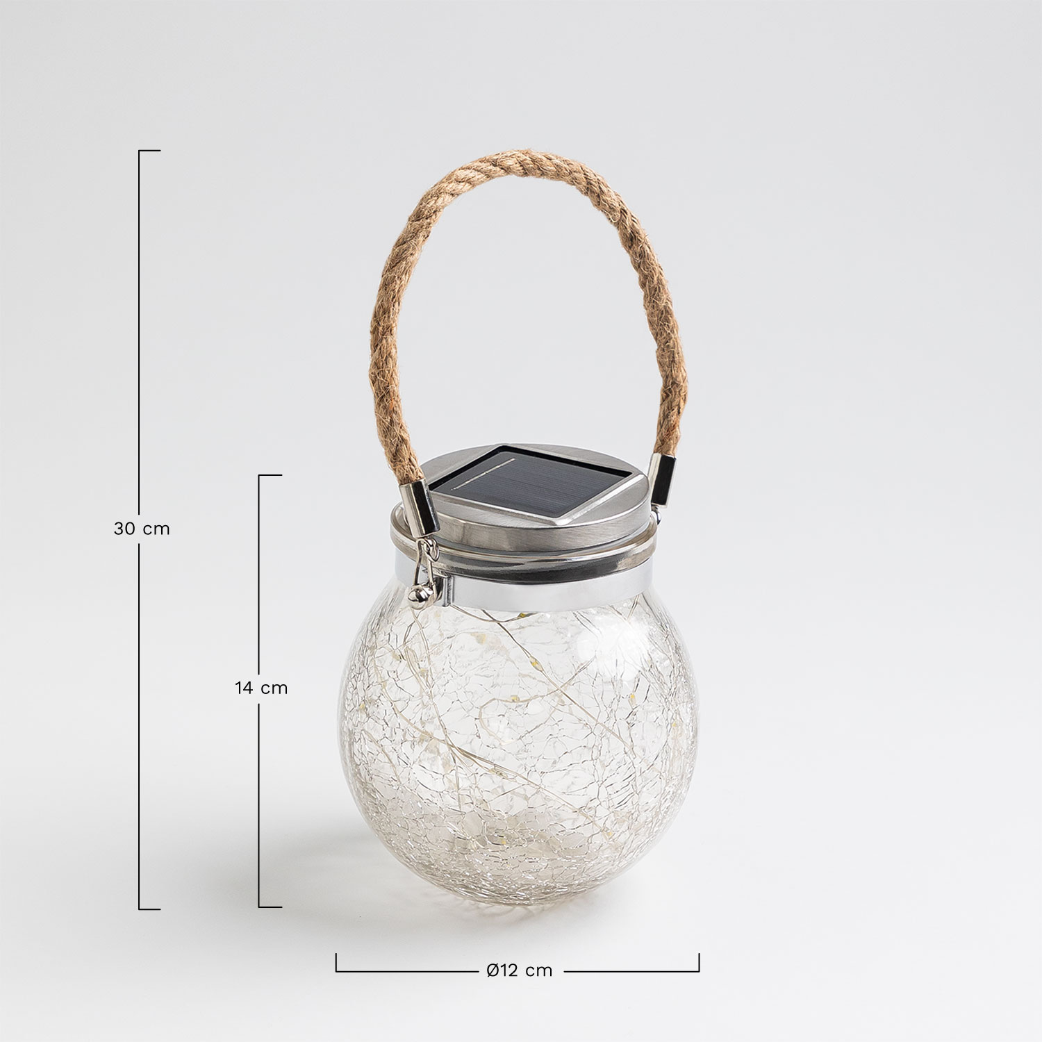 Solar glass jar with garland Gabinsen, MEASURES