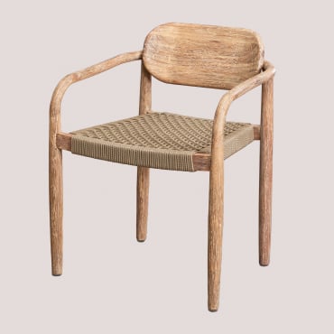 Dining Chair With Armrests In Naele Wood Brown Wheat - Sklum