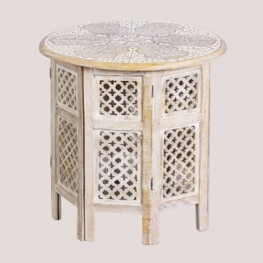Round Folding Side Table In Mango Wood (ø53 Cm) Kasira B - Sklum