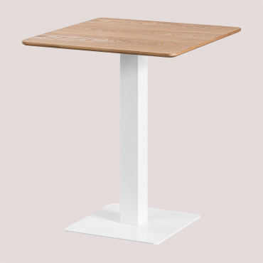 Square Ash Wood Bar Table Espresso ↔︎ 60 Cm & White - Sklum
