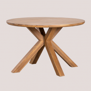 Round Garden Table Ø120 Cm In Acacia Wood Cinzia Acacia Brown - Sklum