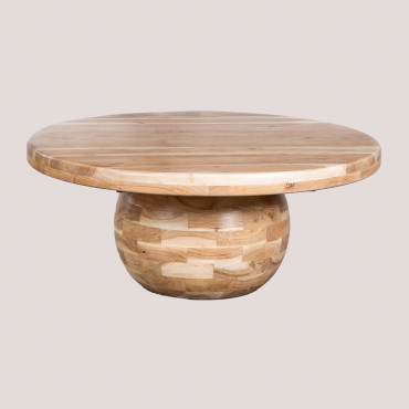 Acacia Wood Coffee Table Dalen (ø90 Cm) Acacia Brown - Sklum