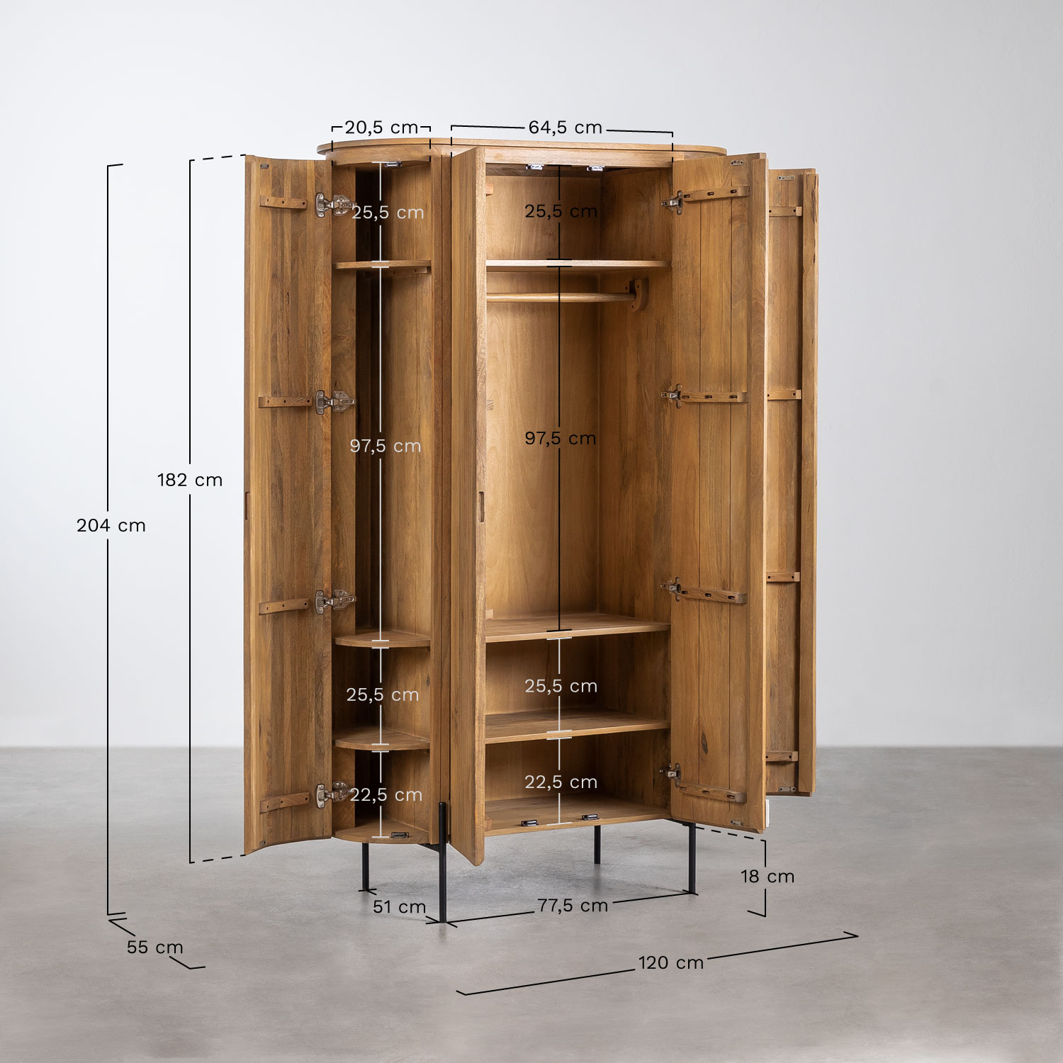 Analis Mango Wood Wardrobe         , MEASURES